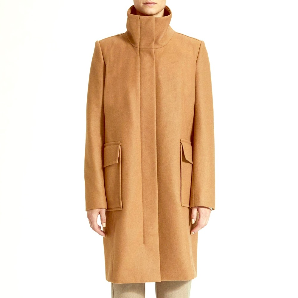 Theory women’s brown funnel neck coat